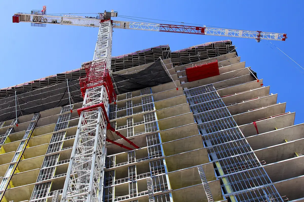 A tower crane working on a high-rise in Austin, Texas